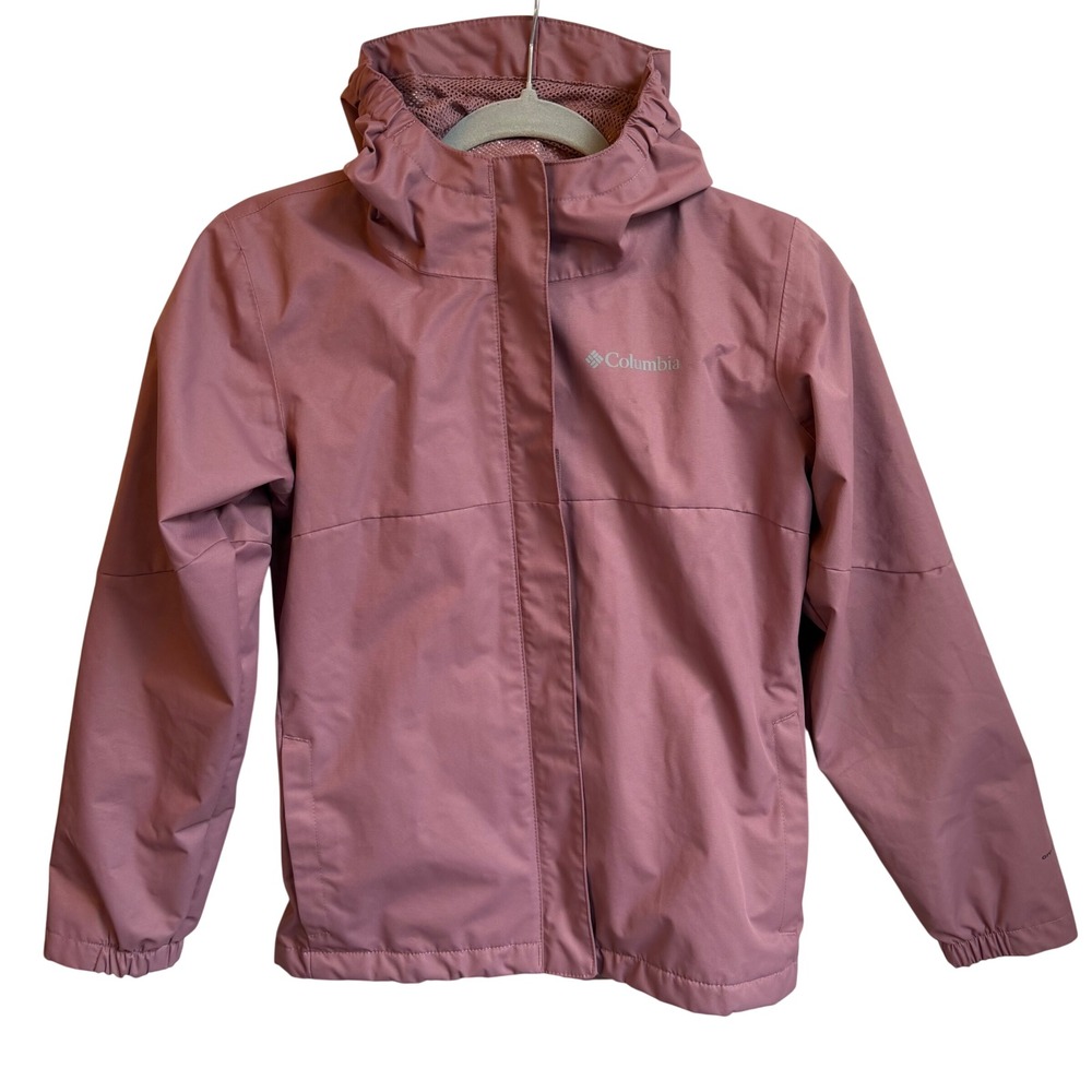 Columbia Hikebound‎ Rain Jacket Girls M 10/12 Mauve Pink Fig Hooded Mesh Lined